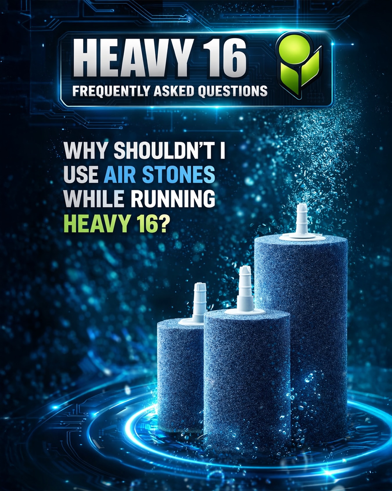 Why no Air Stones? 🫧

We prefer to avoid continuously churning and bubbling HEAVY 16 reservoirs to preserve the fine organic acids that, if over-stimulated, will volatilize quickly and lead to a rapid pH rise when holding a reservoir for more than a few days 🌱

If biology is used in the reservoir, artificial churning and oxygenating will exacerbate the situation as most bacteria create hydroxide (pH up) as a byproduct of heightened metabolism - which is promoted via air stones, etc. Additionally, most air pumps that power air stones draw in large amounts of CO2 from the room, which creates carbonic acid and lowers the pH 💨

To oxygenate correctly, simply leave a submersible pump at the bottom of the reservoir to break the surface tension and prevent stagnation. Your media or system should have more than enough aeration to functioning optimally 🫧💧

#HEAVY16 #BigGrowerPreferred
#TeachMeHowToHEAVY #HEAVY16Stacks #TheMoreYouKnow