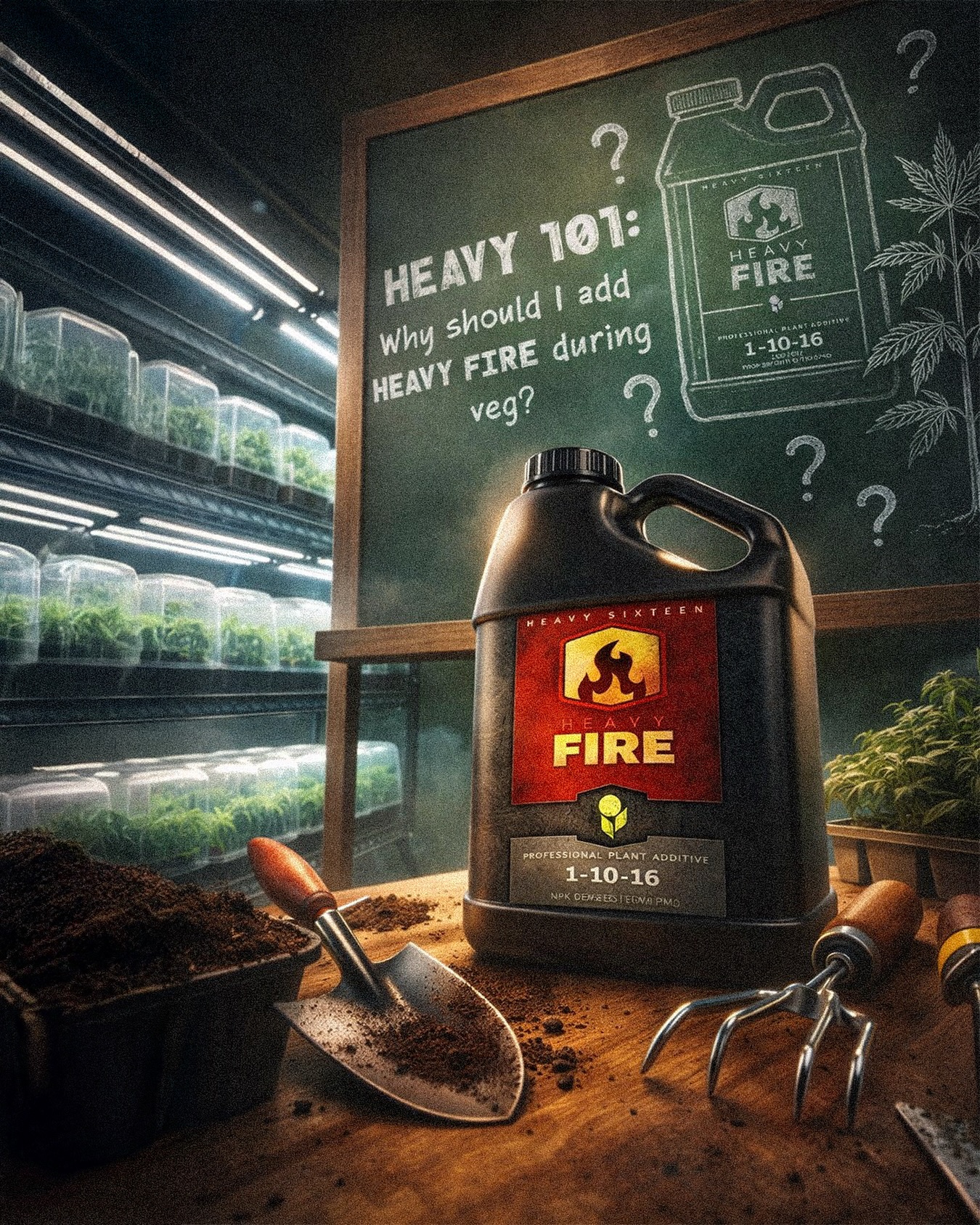 FIRE helps create larger, more robust flowers, so why start in veg? 🔥

HEAVY 16 is built around a Cascading Delivery system. We have incorporated slow medium and quick release forms of our phosphates into our FIRE! 🧪

By administering low levels in the last one to two weeks of veg and going through the entire bloom cycle with a gradual ramp, your providing pre-bloom stimulation, maintaining tighter nodal regions for larger flower/fruit development, and supplying intermediate and late-phase #CascadingDelivery of Phosphorous 📈.

Not to mention, running Heavy Fire in the late phase of veg will provide for a larger, more resilient root mass, and create larger, more branched foliage. Setting up your crop for a HEAVY tier finish! 🤜🤛

#TeachMeHowToHEAVY #HEAVY16 #HEAVY16Nutrients #GrowWithHEAVY